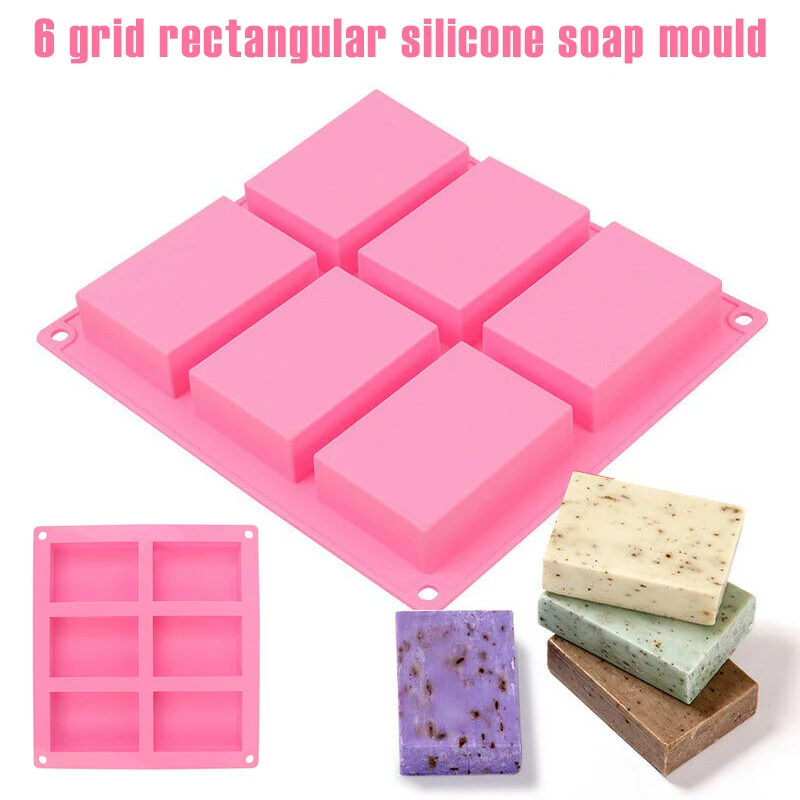 6 Cavity Silicone Soap Mould Rectangle Bake Tray Pink Handmade Soap Mould Ice Cube Mold Portable For Homemade DIY Cake Mold
6 Cavity Silicone Soap Mould Rectangle Bake Tray Pink Handmade Soap Mould Ice Cube Mold Portable For Homemade DIY Cake Mold