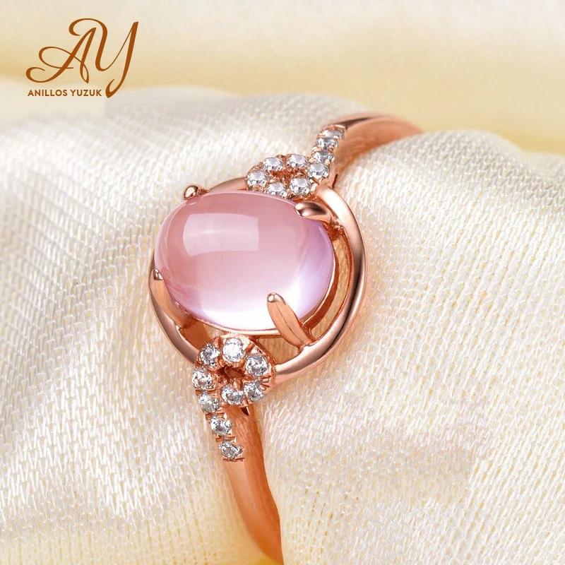 Модные ювелирные изделия Anillos Yuzuk кольцо из розового кварца для вечеринки