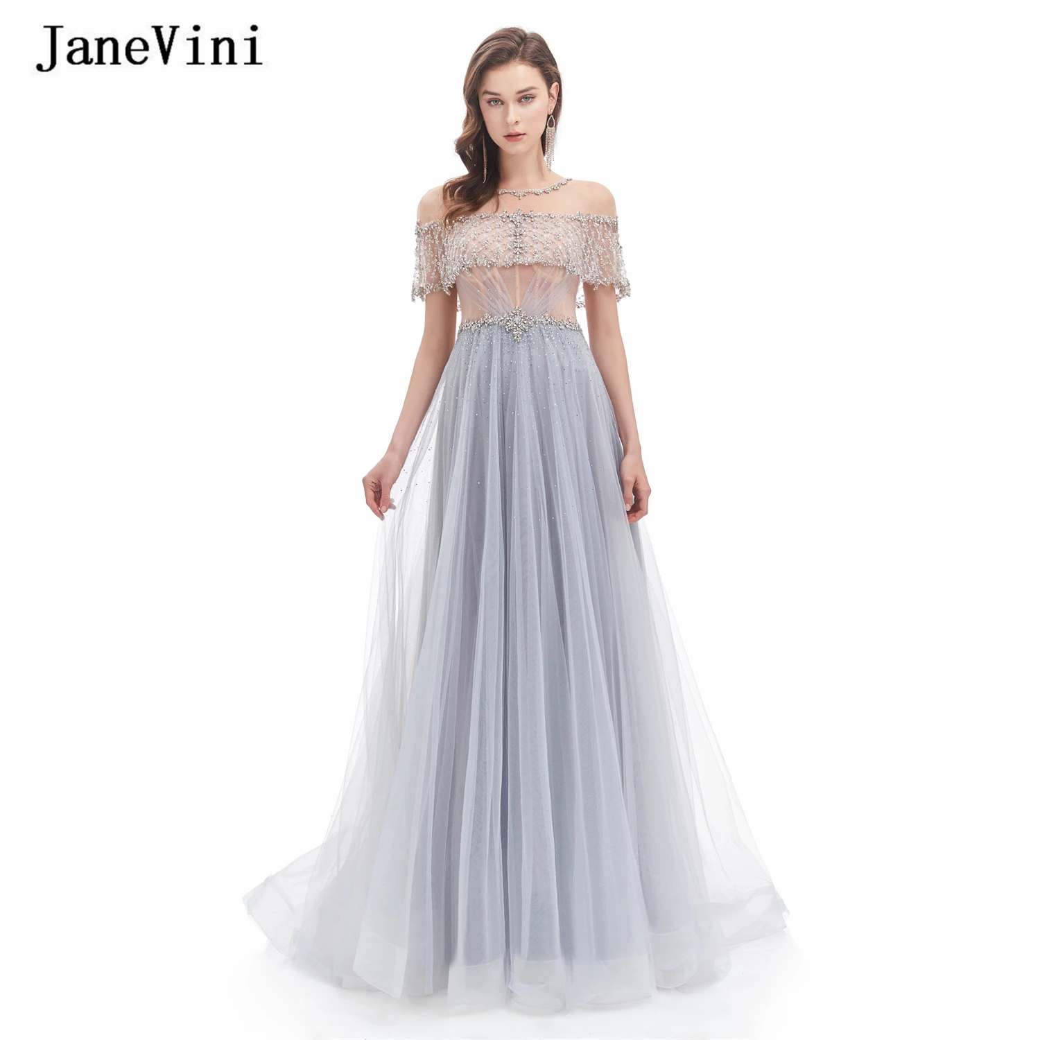 JaneVini Gray Luxury Diamond Sequins Sexy Long Evening Dresses 2022 Night Dress Women Dubai Cap Sleeves A Line Formal Party Gown 
JaneVini Gray Luxury Diamond Sequins Sexy Long Evening Dresses 2022 Night Dress Women Dubai Cap Sleeves A Line Formal Party Gown