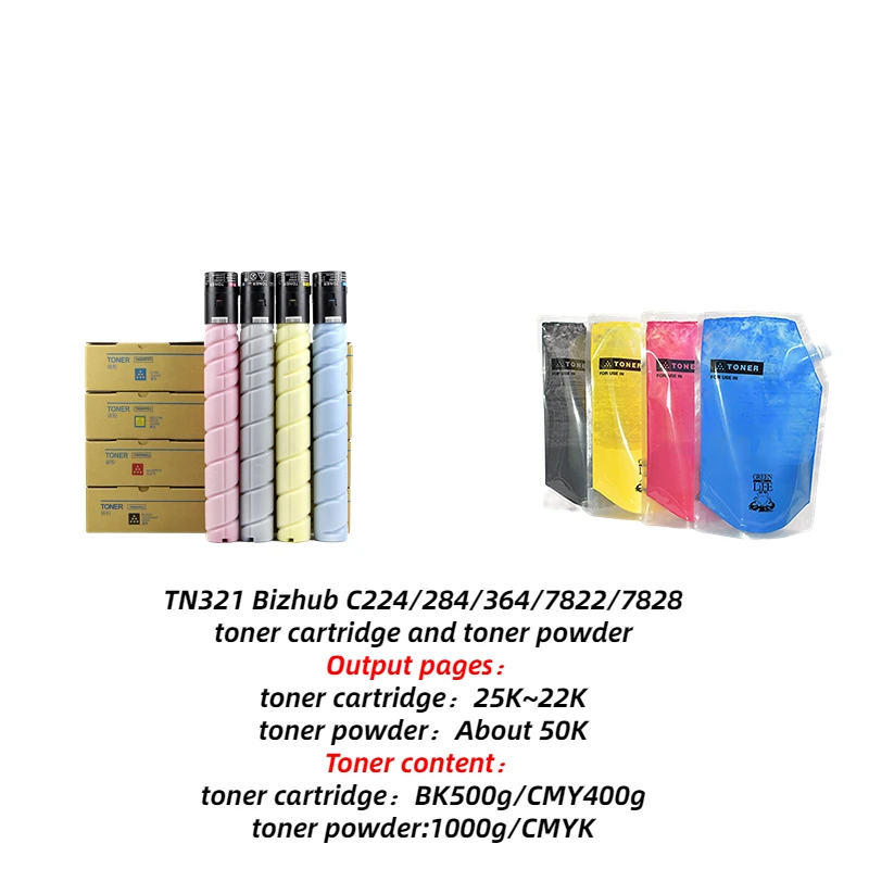 Тонер-картридж TN 321 Bizhub C224 284 364 7822 7828 и тонер-порошок, совместимый с бриллиантами
Тонер-картридж TN 321 Bizhub C224 284 364 7822 7828 и тонер-порошок, совместимый с бриллиантами