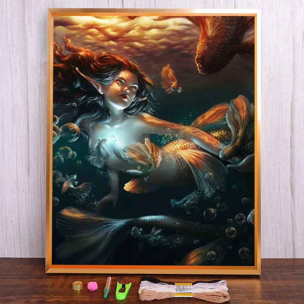 Landscape Mermaid Anime Movie Pre-Printed 11CT Cross-Stitch DIY Embroidery Complete Kit DMC Threads Handicraft Counted 
Landscape Mermaid Anime Movie Pre-Printed 11CT Cross-Stitch DIY Embroidery Complete Kit DMC Threads Handicraft Counted