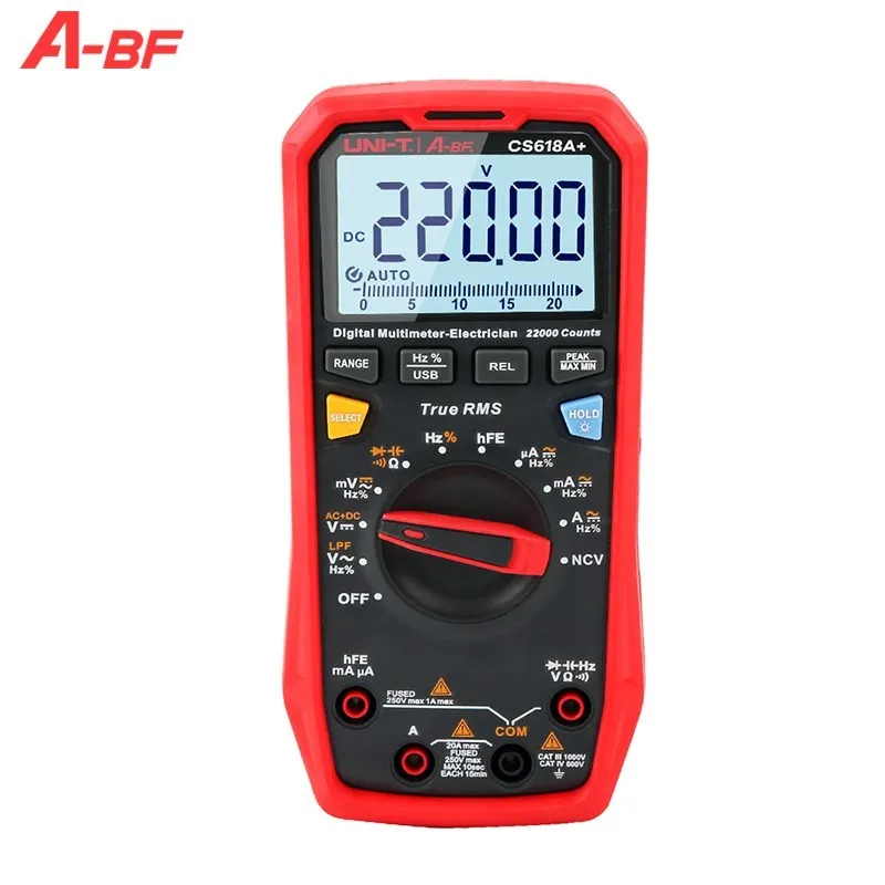 A-BF & UNI-T CS618A+ Digital Multimeter True RMS Handheld Professional Auto Range 22,000 Counts Voltage Current Tester UT61E+
A-BF & UNI-T CS618A+ Digital Multimeter True RMS Handheld Professional Auto Range 22,000 Counts Voltage Current Tester UT61E+