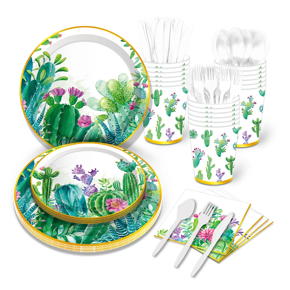 Cartoon Cactus Plant Disposable Tableware Sets Birthday Party Decoration Plate Cup Napkins Baby Shower Party Cutlery Supplies
Cartoon Cactus Plant Disposable Tableware Sets Birthday Party Decoration Plate Cup Napkins Baby Shower Party Cutlery Supplies