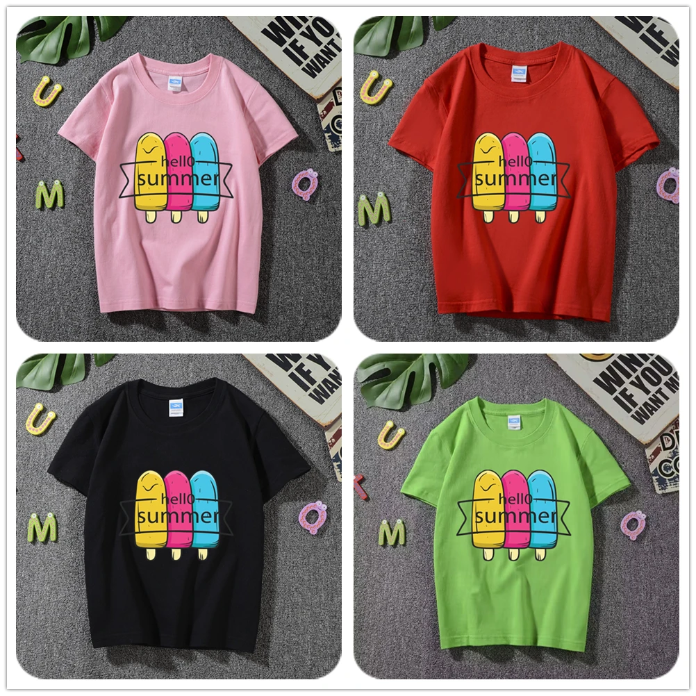 Hello Summer Ice Cream Print Kids Cotton T-shirt Casual Boys Clothes Baby Girls Short Sleeve Tops Tees Children's Clothing
Hello Summer Ice Cream Print Kids Cotton T-shirt Casual Boys Clothes Baby Girls Short Sleeve Tops Tees Children's Clothing