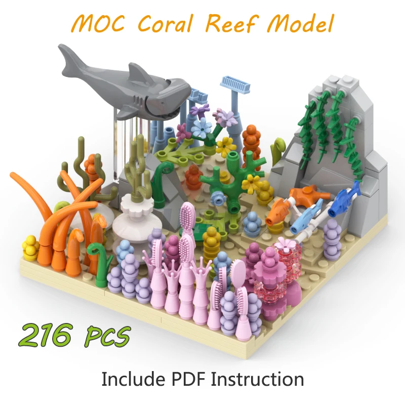 216 Pcs Ocean Coral Reef Model Set Building Blocks Underwater World Shark Seaweed Grass Bush Fish MOC Bricks Kid Assembly Toys
216 Pcs Ocean Coral Reef Model Set Building Blocks Underwater World Shark Seaweed Grass Bush Fish MOC Bricks Kid Assembly Toys
