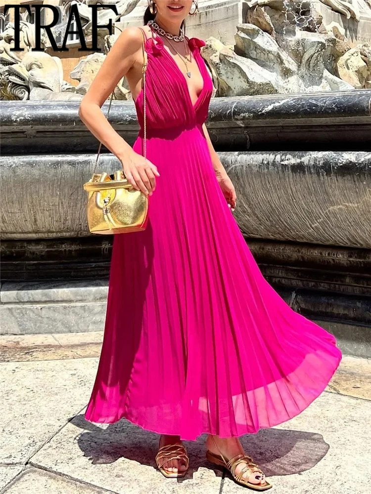 TRAF Rose Pleated Slip Dress Woman Sexy Long Dress Women Ruched Summer Dresses Woman 2022 Camisole Backless Midi Party Dresses
TRAF Rose Pleated Slip Dress Woman Sexy Long Dress Women Ruched Summer Dresses Woman 2022 Camisole Backless Midi Party Dresses