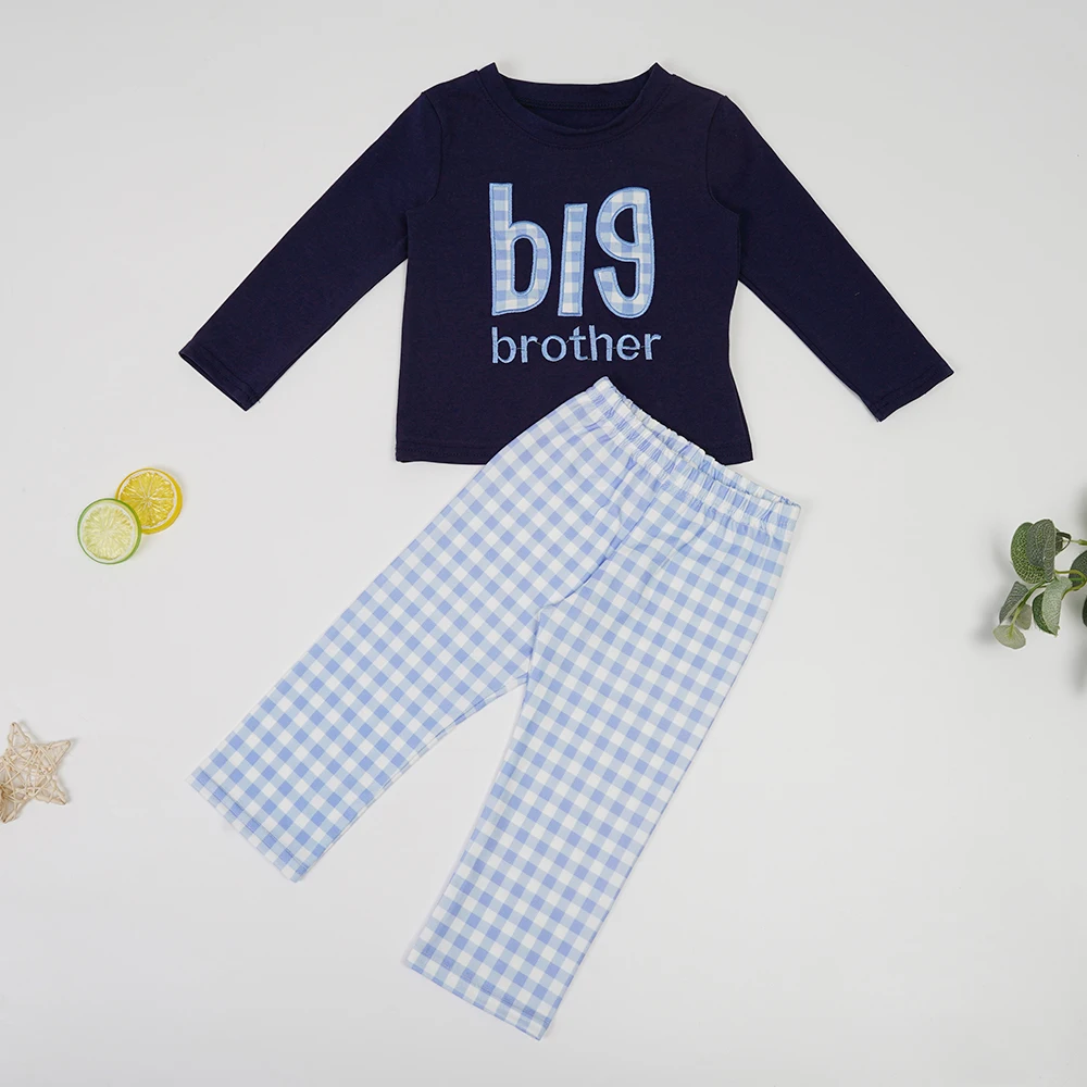 New Arriving Outfits Baby Boy Cotton Clothes Set Big Brother Embroidery Bodysuit Bluey Lattice Long Sleeve Pants For 1-8T Boys
New Arriving Outfits Baby Boy Cotton Clothes Set Big Brother Embroidery Bodysuit Bluey Lattice Long Sleeve Pants For 1-8T Boys