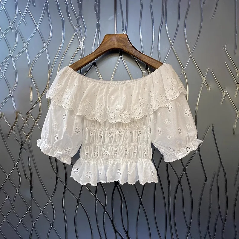 Укороченные топы 2023, летние модные стильные топы, женские сексуальные повседневные белые топы с вырезом-лодочкой, вышивкой и коротким рукавом
Укороченные топы 2023, летние модные стильные топы, женские сексуальные повседневные белые топы с вырезом-лодочкой, вышивкой и коротким рукавом