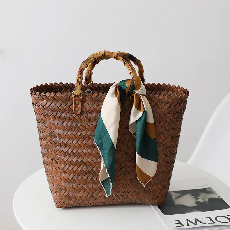 Retro Portable Large Capacity Totes All-Match Handmade Straw Bag Woven Bag Vegetable Basket Bag Female Beach Bag
Retro Portable Large Capacity Totes All-Match Handmade Straw Bag Woven Bag Vegetable Basket Bag Female Beach Bag