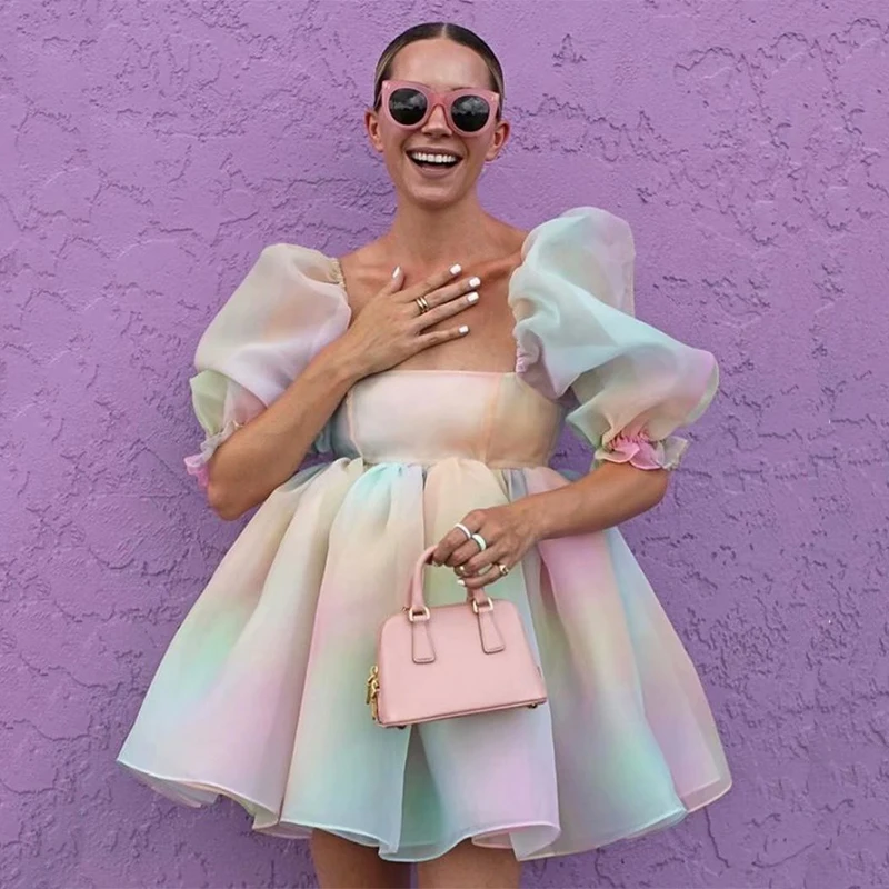 Women Dress 2022 Summer High Waist Pleated Fluffy Dress Floral Print Sweet Square Collar Short Puff Sleeves Mini Dresses
Women Dress 2022 Summer High Waist Pleated Fluffy Dress Floral Print Sweet Square Collar Short Puff Sleeves Mini Dresses
