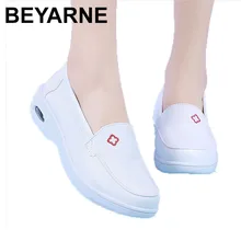 2023 Cowhide Wedge White Womens Shoes Comfortable Light Slip-on Nurse Shoes Fashion Womens Flats Zapatos De Mujer