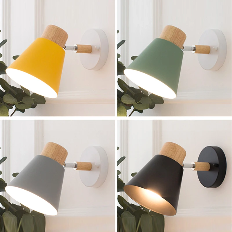 

Nordic Wall Sconce E27 Light Fixture Rotatable Metal Bedside Lamp Modern Simple Wall Light for Room Balcony Stairs Corridor