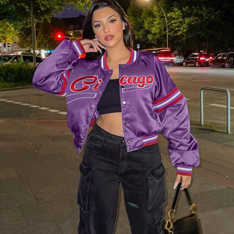 Autumn Jacket Women Baseball Uniform English Alphabet Embroidery Baseball Jacket Women Freedom Street Round Neck Long Sleeve Top 
Autumn Jacket Women Baseball Uniform English Alphabet Embroidery Baseball Jacket Women Freedom Street Round Neck Long Sleeve Top