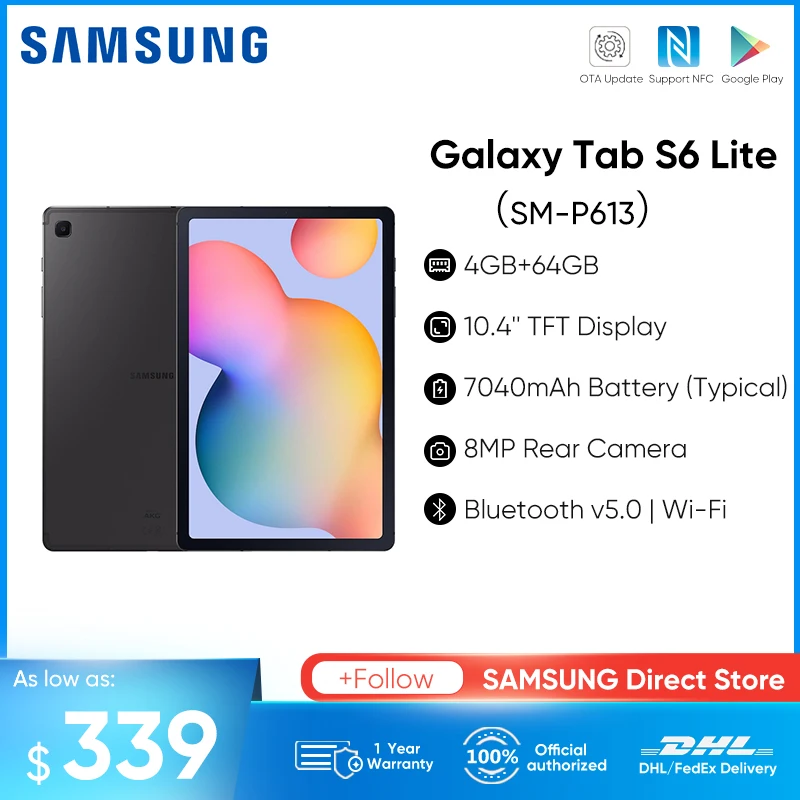

Планшет Samsung Galaxy Tab S6 Lite P613, 10,4 дюйма, 7040 мАч, 4 + 64 ГБ