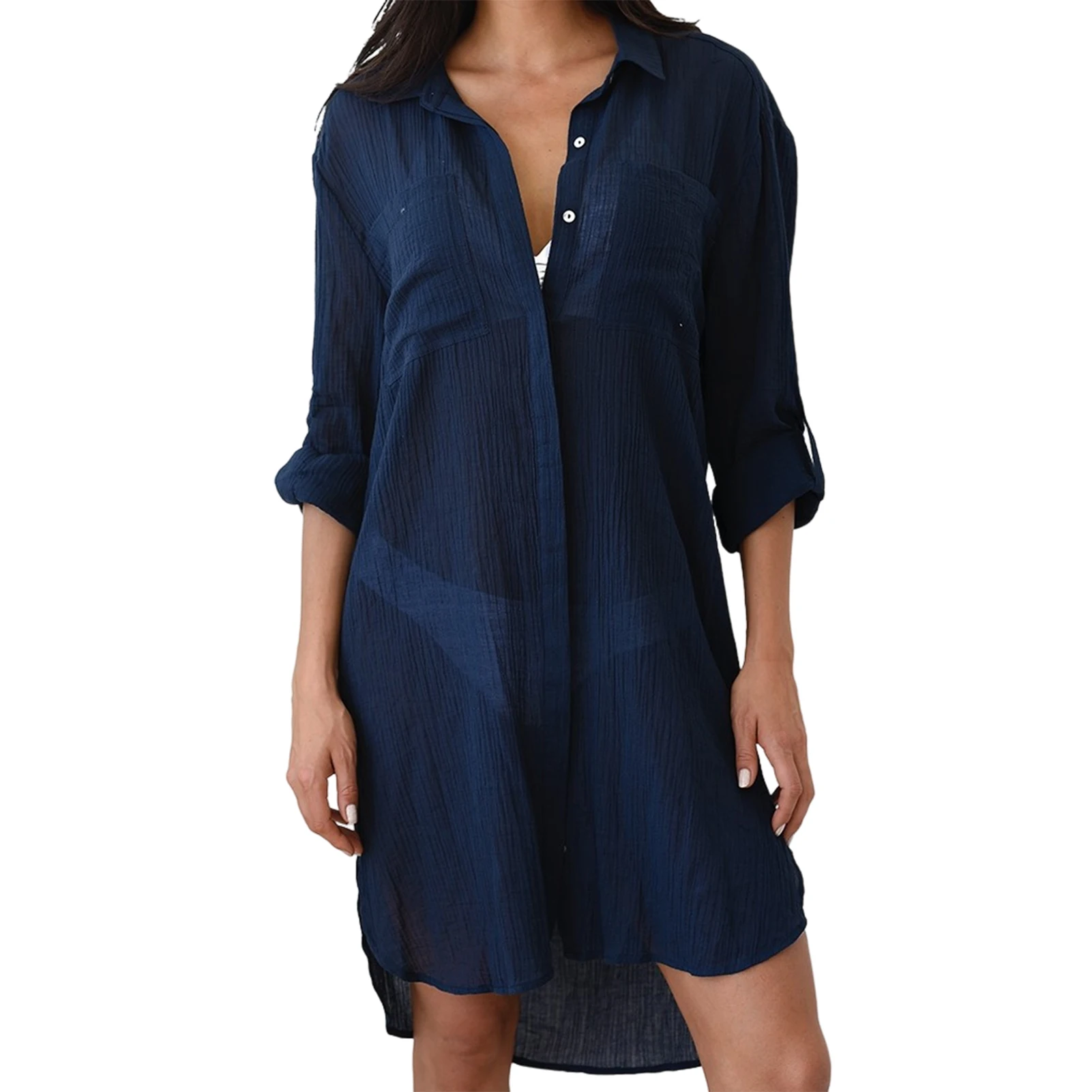 Bathing Suit Cover Up Long Sleeve Swimsuit Bikini Cover-up European Simple Solid Color Pockets Buttons Sun Protection Clothing
Bathing Suit Cover Up Long Sleeve Swimsuit Bikini Cover-up European Simple Solid Color Pockets Buttons Sun Protection Clothing