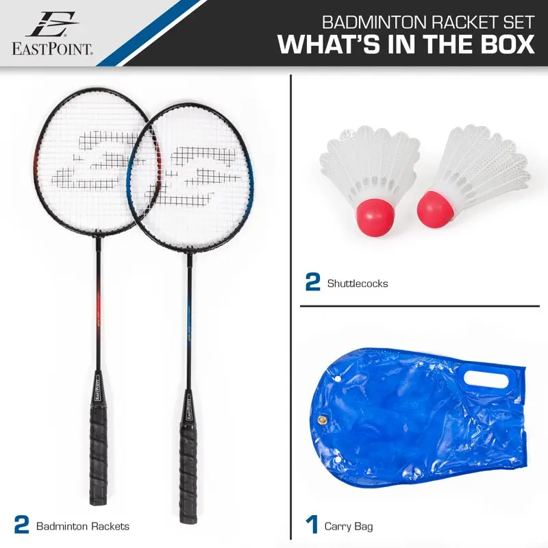 "Comfortable Player Badminton Racket Set; Includes 2 Rackets with Tempered Steel Shafts, Soft Handles, and 2 Durable, White Shut
"Comfortable Player Badminton Racket Set; Includes 2 Rackets with Tempered Steel Shafts, Soft Handles, and 2 Durable, White Shut