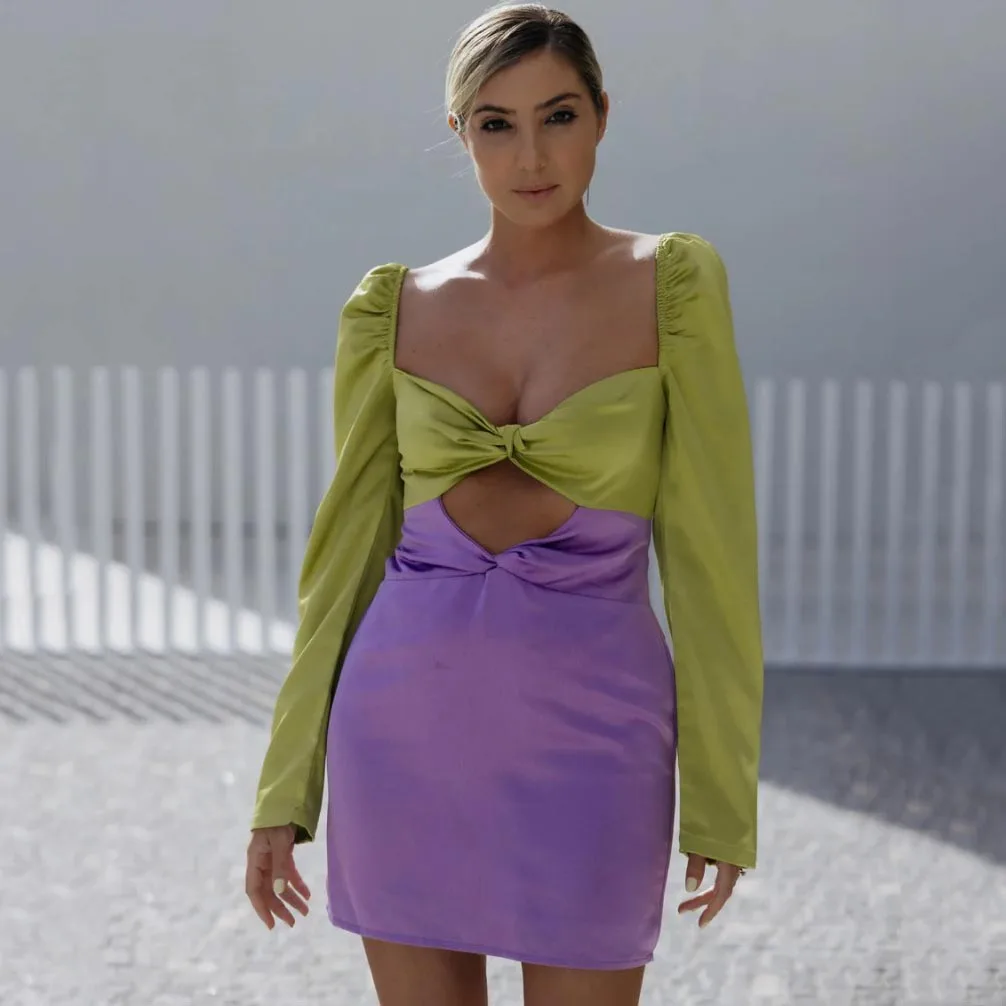 Square Neck Women Clothing Straight Mini Party Dress Green & Purple Satin Dresses Long Sleeve Open Back Casual Gowns Elegant
Square Neck Women Clothing Straight Mini Party Dress Green & Purple Satin Dresses Long Sleeve Open Back Casual Gowns Elegant