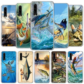 Offshore Angling Fishing Fish Rod Case for Huawei P30 P40 P20 P10 Lite Phone Cover Mate 20 10 Pro Y5 Y6 Y7 Y9 P Smart Z 2019 Cle