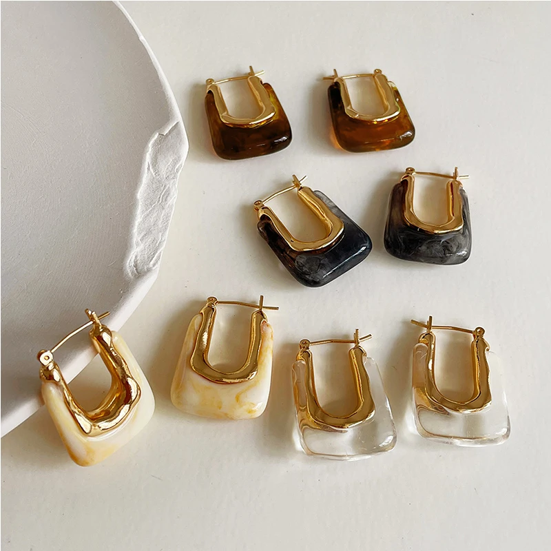 Simple U Shape Hoop Earring for Women Retro Gold Color Alloy Geometric Arcylic Hoop Earrings Colorful Resin Trendy Jewelry
Simple U Shape Hoop Earring for Women Retro Gold Color Alloy Geometric Arcylic Hoop Earrings Colorful Resin Trendy Jewelry
