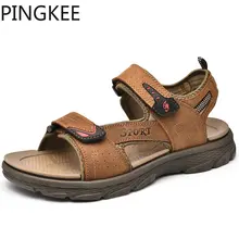 PINGKEE Men Outdoor Hiking Sandals Water Aqua Shoes Lightweight Stability Easy Hook Loop Strap Open Toe Cushioned Webbing Upper