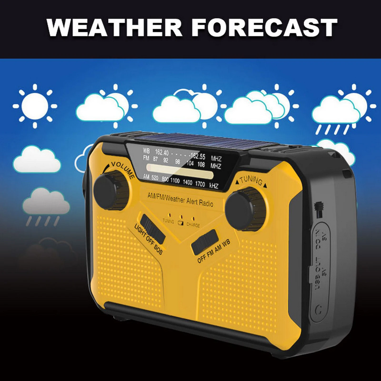 FM/AM/WB Radio Weather Forecast Solar Hand-cranked Power Generation Emergency Outdoor Portable Radio with Mobile Power
FM/AM/WB Radio Weather Forecast Solar Hand-cranked Power Generation Emergency Outdoor Portable Radio with Mobile Power