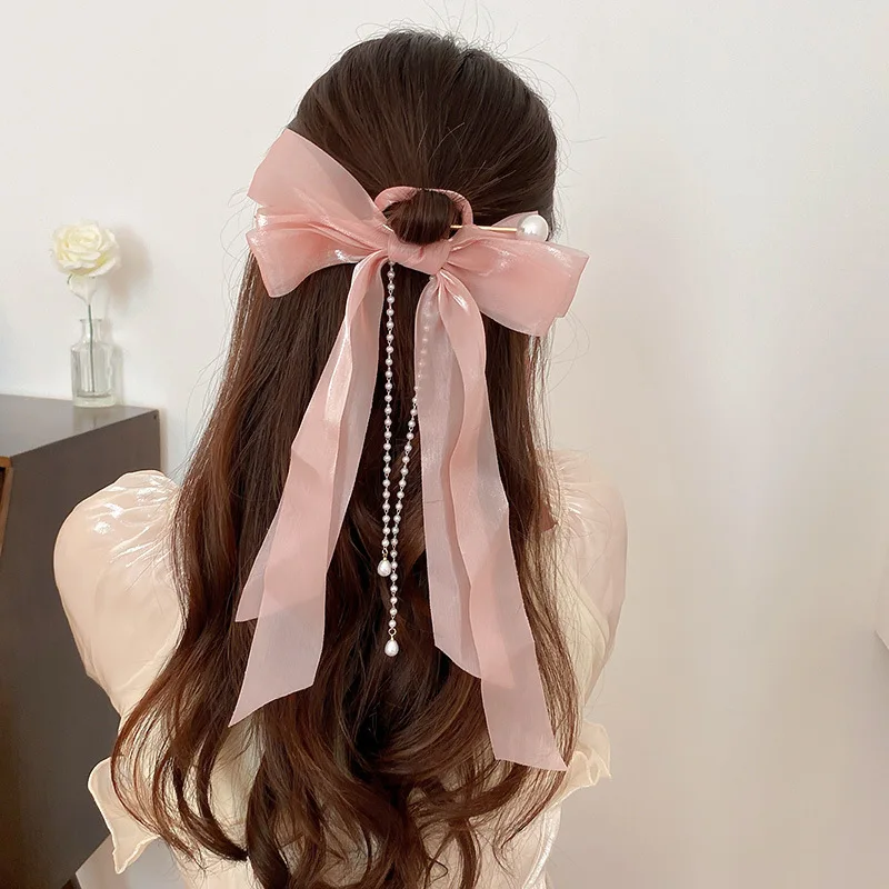 Fashion Long Ribbon Bow Hair Sticks Women Tassel Pearl Pendant Hair Fork Hairpin Chinese Style Hanfu Hair Jewelry Accessories 
Fashion Long Ribbon Bow Hair Sticks Women Tassel Pearl Pendant Hair Fork Hairpin Chinese Style Hanfu Hair Jewelry Accessories