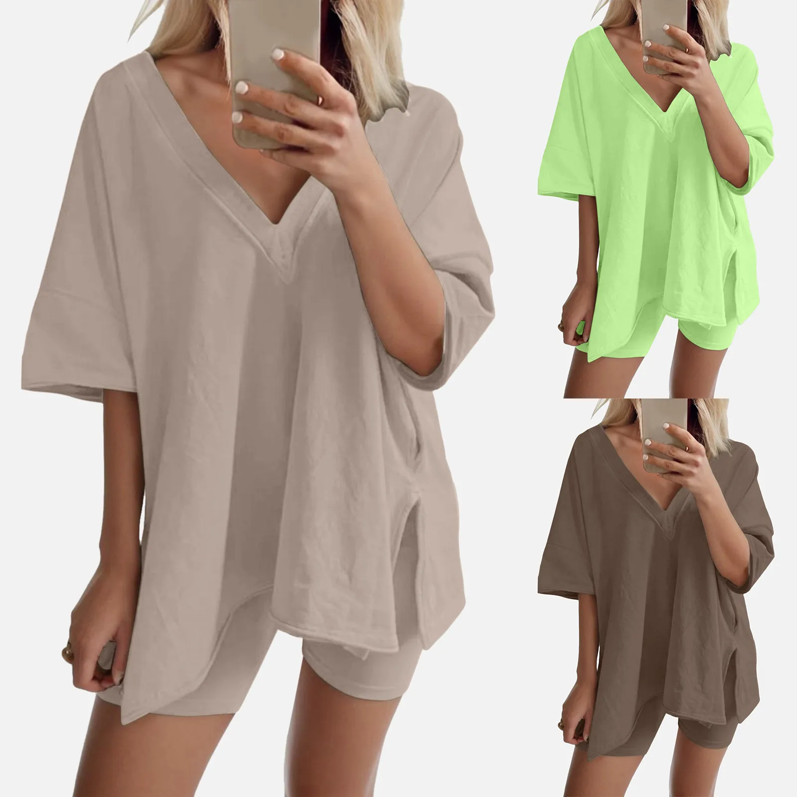 plus Size Shorts Suit Women Oversized 2 Piece Clothing Set V Neck T Shirt motorcycle shorts sportswear
plus Size Shorts Suit Women Oversized 2 Piece Clothing Set V Neck T Shirt motorcycle shorts sportswear