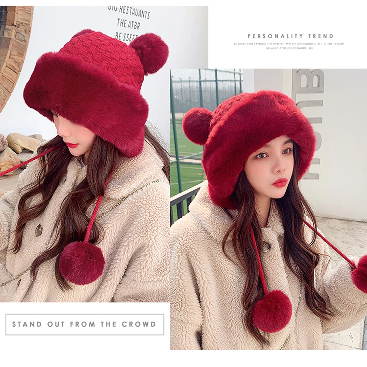 Hat Lady's Autumn and Winter Cute Mickey Furball Pullover Hat Warm Fleece Ear Protection Knit Cap
Hat Lady's Autumn and Winter Cute Mickey Furball Pullover Hat Warm Fleece Ear Protection Knit Cap