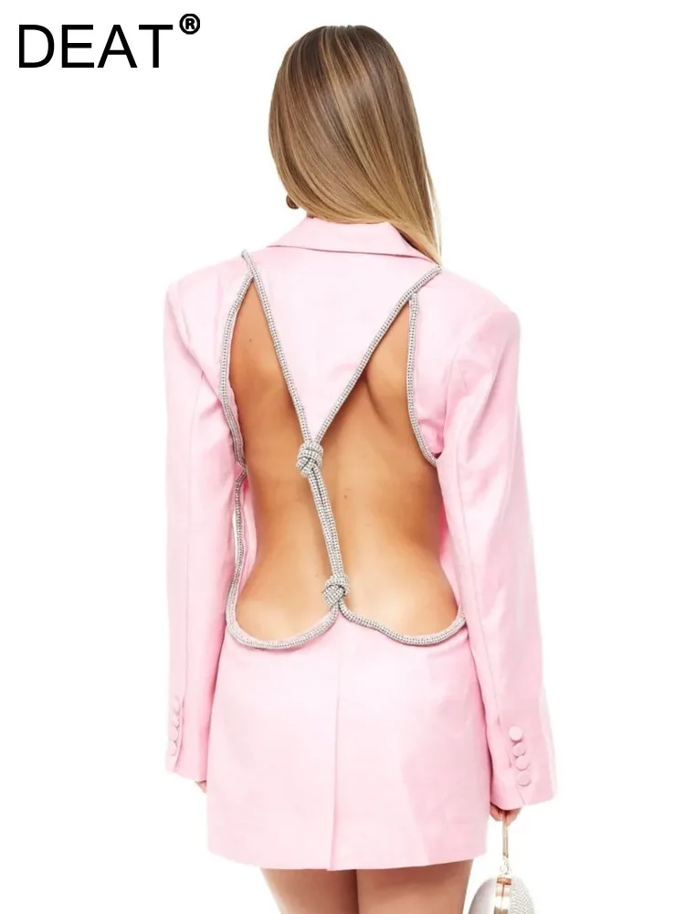 DEAT Fashion Women's Suit Dress Notched Collar Backless Hollow Out Single Button Long Sleeve Black Dresses Spring 2023 17A2879
DEAT Fashion Women's Suit Dress Notched Collar Backless Hollow Out Single Button Long Sleeve Black Dresses Spring 2023 17A2879