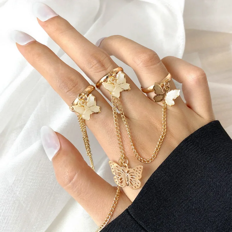 Gold Color Silvery Butterfly Chain Rings For Women Hip Hop Chain Tassel Open Rings Multi-layer Adjustable Set Party Gift Jewelry
Gold Color Silvery Butterfly Chain Rings For Women Hip Hop Chain Tassel Open Rings Multi-layer Adjustable Set Party Gift Jewelry