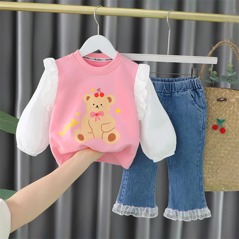 2022 Autumn Kids Clothing Sets for Baby Girls Clothes Outfits Toddler Infant Lace T Shirt Jeans Cartoon Bear Children Sportswear
2022 Autumn Kids Clothing Sets for Baby Girls Clothes Outfits Toddler Infant Lace T Shirt Jeans Cartoon Bear Children Sportswear