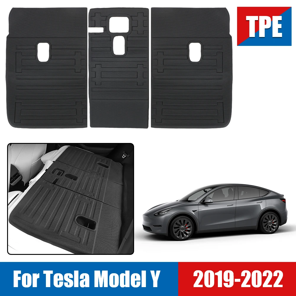 

ТПЭ для Tesla Model Y 2019-2022, чехол для сиденья, подкладка для груза, ТПЭ коврики для багажника, коврик для автомобиля, задние сиденья, защита для спи...