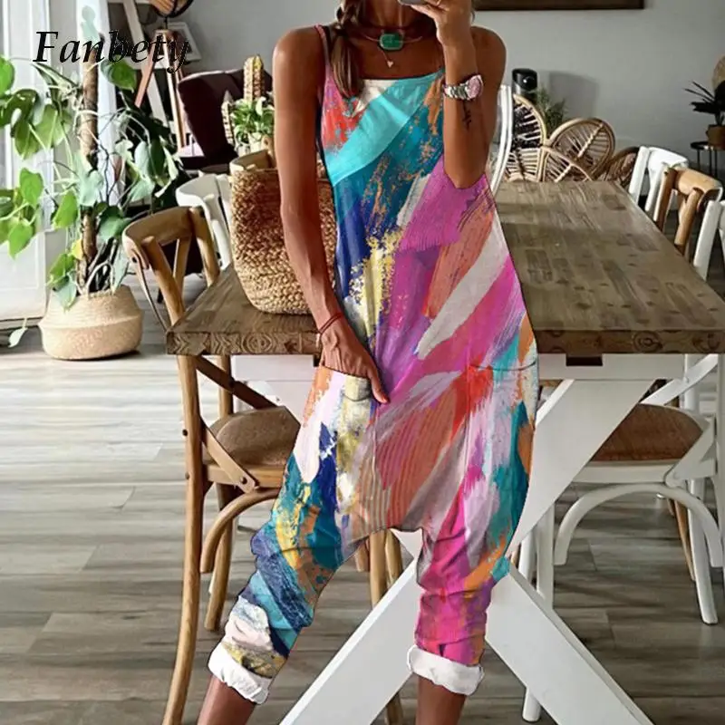 Casual Street Loose Pocket Romper Vintage Pattern Print Pencil Pants Jumpsuits Sexy Spaghetti Straps Sleeveless Female Playsuits
Casual Street Loose Pocket Romper Vintage Pattern Print Pencil Pants Jumpsuits Sexy Spaghetti Straps Sleeveless Female Playsuits