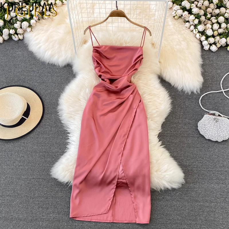 J GIRLS Vintage High Waist Dress Women Sleeveless Solid Elegant Split A Line Backless Spaghetti Strap Party Dresses Fashion
J GIRLS Vintage High Waist Dress Women Sleeveless Solid Elegant Split A Line Backless Spaghetti Strap Party Dresses Fashion