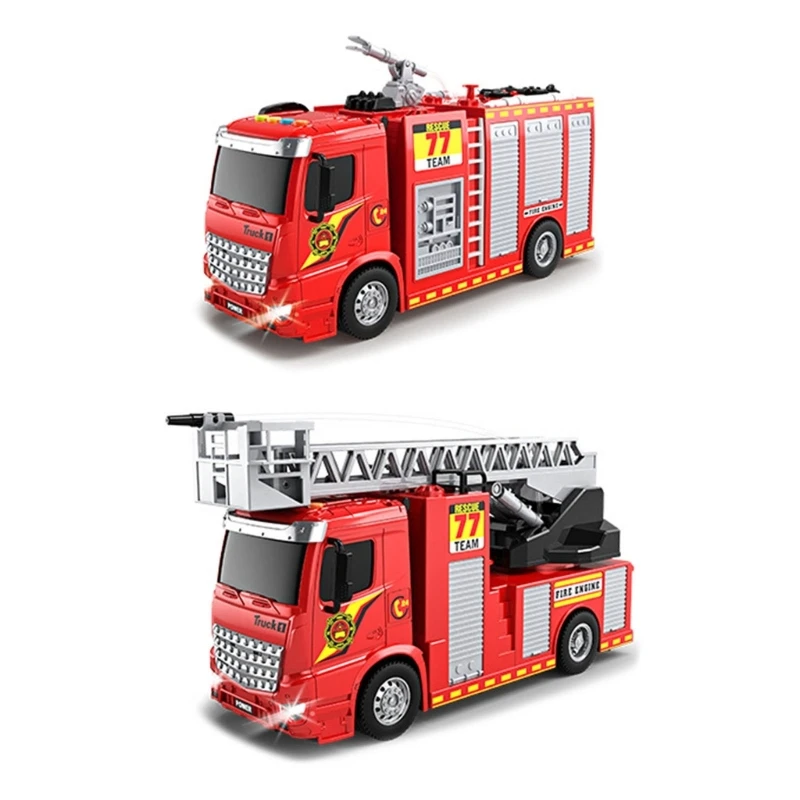 

H37A Fire Truck Friction Power Toy Car with Music & Light Multifunctional Truck Interactive Emergency Educational Toy