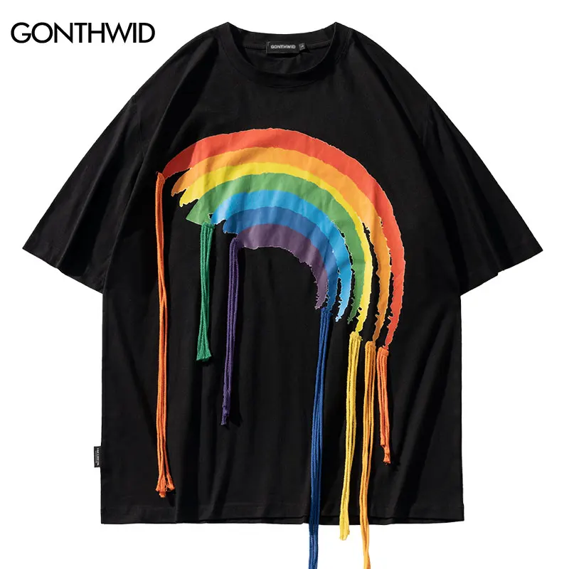 Oversized T-Shirt Streetwear Hip Hop Rainbow Print String Tshirt 2022 Harajuku Summer Casual Loose Cotton Short Sleeve Shirts
Oversized T-Shirt Streetwear Hip Hop Rainbow Print String Tshirt 2022 Harajuku Summer Casual Loose Cotton Short Sleeve Shirts