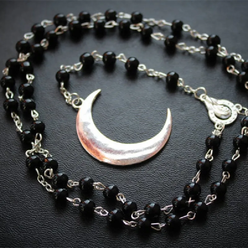 Good Night Moon Rosary Long Necklace For Women Trend Gothic Jewelry Crescent Witch Accessories Silver Color Moon Choker Gift
Good Night Moon Rosary Long Necklace For Women Trend Gothic Jewelry Crescent Witch Accessories Silver Color Moon Choker Gift