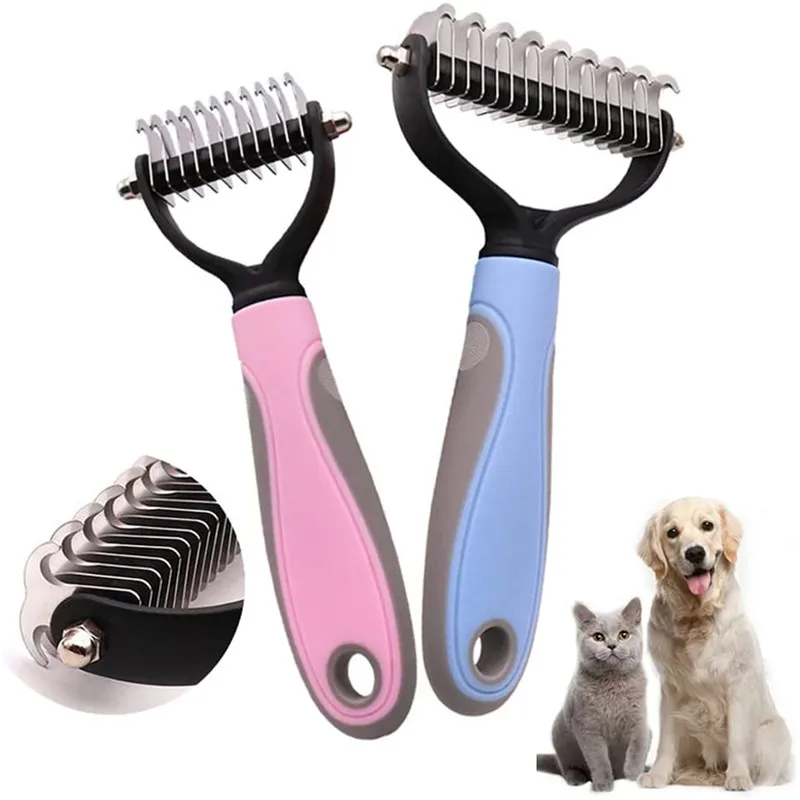 

Hair Removal Comb for Dogs Cat Detangler Fur Trimming Dematting Deshedding Brush Grooming Tool For matted Long Hair Curly Pet