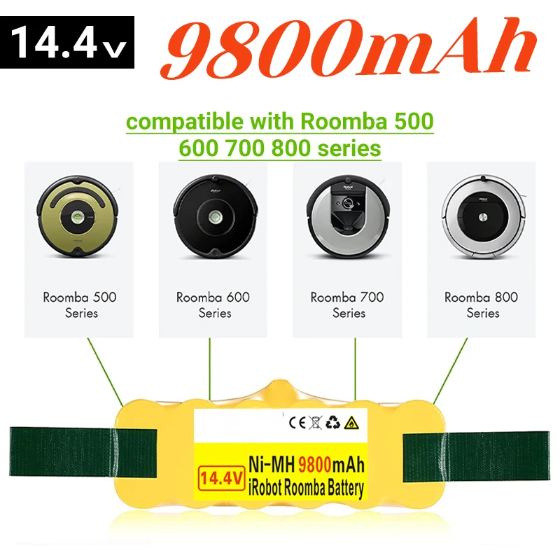Аккумуляторная батарея для пылесоса iRobot Roomba, 100%, 500, 510, 530, 570, 580, 600, 630, 650, 700, 780, 790 перезаряжаемая, 14,4 В, 9800 мАч
Аккумуляторная батарея для пылесоса iRobot Roomba, 100%, 500, 510, 530, 570, 580, 600, 630, 650, 700, 780, 790 перезаряжаемая, 14,4 В, 9800 мАч