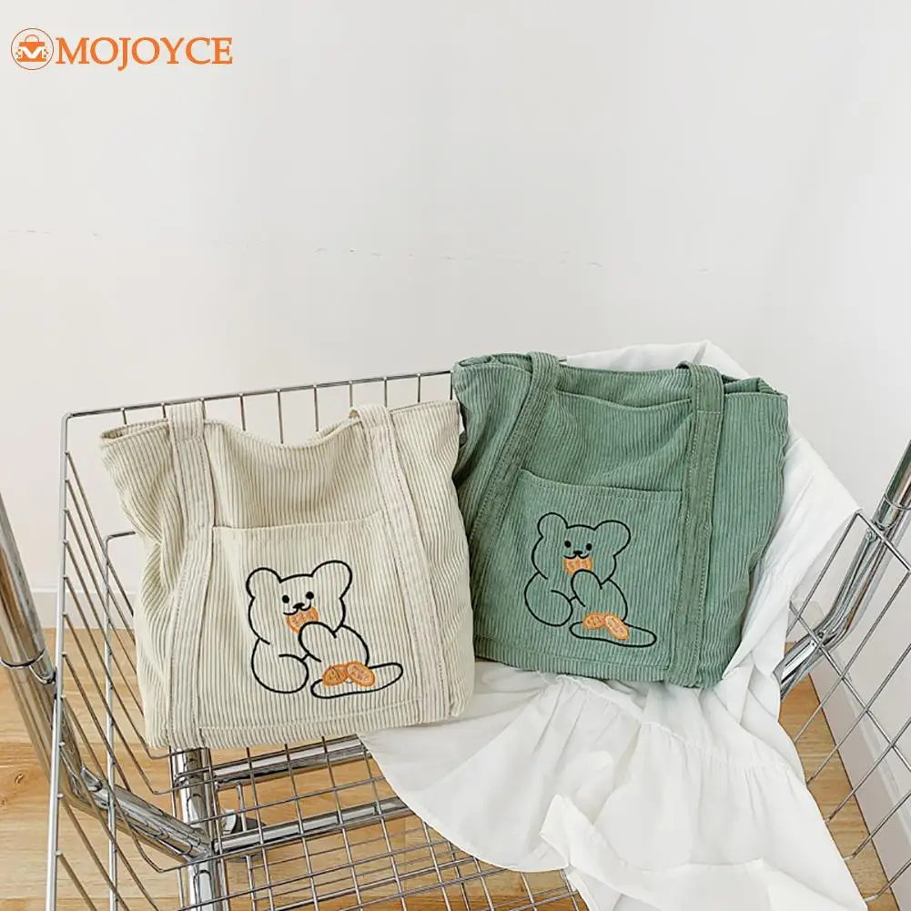 Women Corduroy Shoulder Bag Large Capacity Cute Cartoon Bear Handbag Reusable Shopping Bookbag Casual Female Girl Tote SchoolBag
Women Corduroy Shoulder Bag Large Capacity Cute Cartoon Bear Handbag Reusable Shopping Bookbag Casual Female Girl Tote SchoolBag