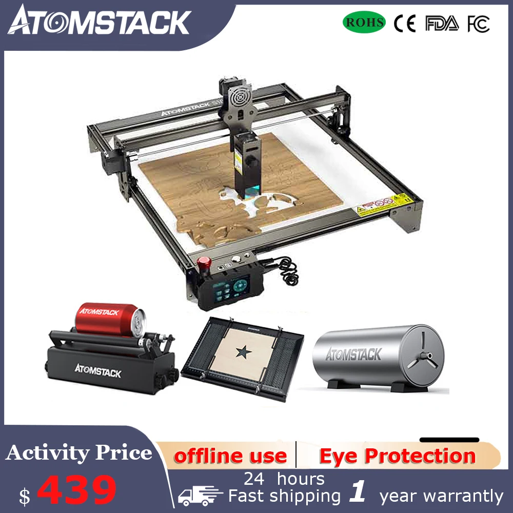 

ATOMSTACK S10 Pro 50W CNC Desktop DIY Laser Engraver Cutting Machine 410x400mm Engraving Area Fixed-Focus Ultra-Fine Lazer