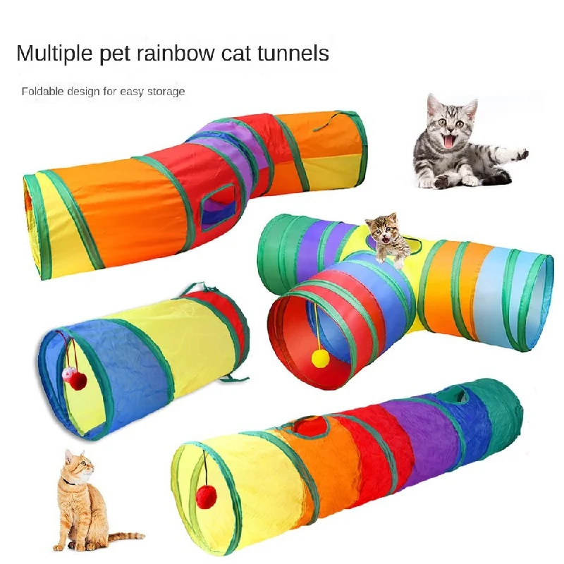 

Складной туннель для домашних животных, Интерактивная Веселая тренировочная игрушка для кошки и щенка, скучающая игрушка для котят, кролика