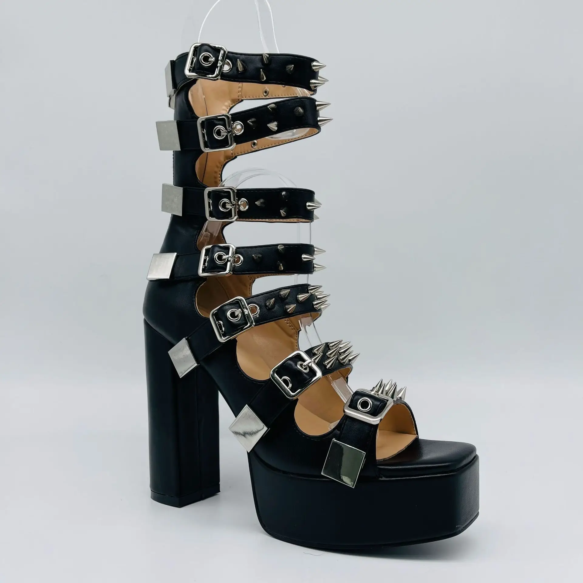Women's High Heels 2023 New Square Toe Studded Rubber Sole Back Zip Chunky Heel Sandals
Women's High Heels 2023 New Square Toe Studded Rubber Sole Back Zip Chunky Heel Sandals