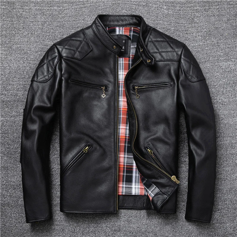 

Spring and Autumn Natural Cowhide Motorcycle Jackets Men Genuine Leather Jacket Really Leather Moto Slim Coat Man Plus Size 5X