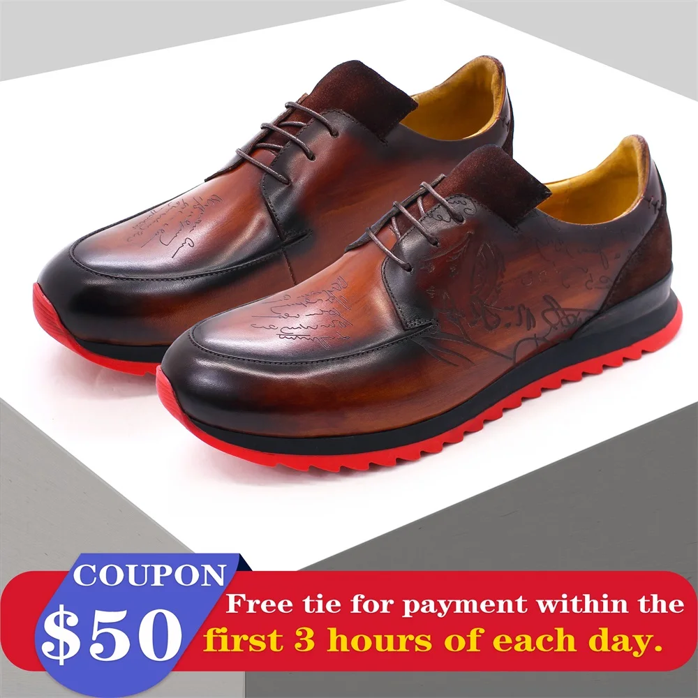 Men's Lace-Up Leather Shoes Handmade Fashion Anti-Slip Red Sole Casual Shoes Office Banquet Wedding Banquet Elegant Men's Shoes 
Men's Lace-Up Leather Shoes Handmade Fashion Anti-Slip Red Sole Casual Shoes Office Banquet Wedding Banquet Elegant Men's Shoes
