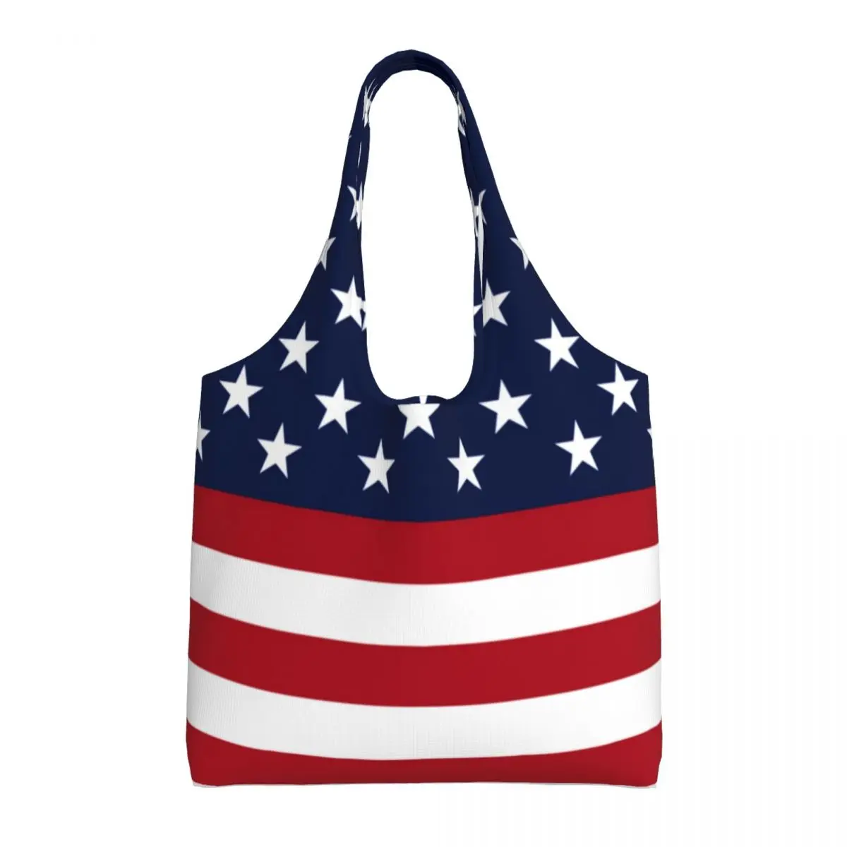 

American Flag Patriotic Shopping Bag Stars and Stripes Capri Shopping Student Handbag Gifts Vintage Cloth Bags