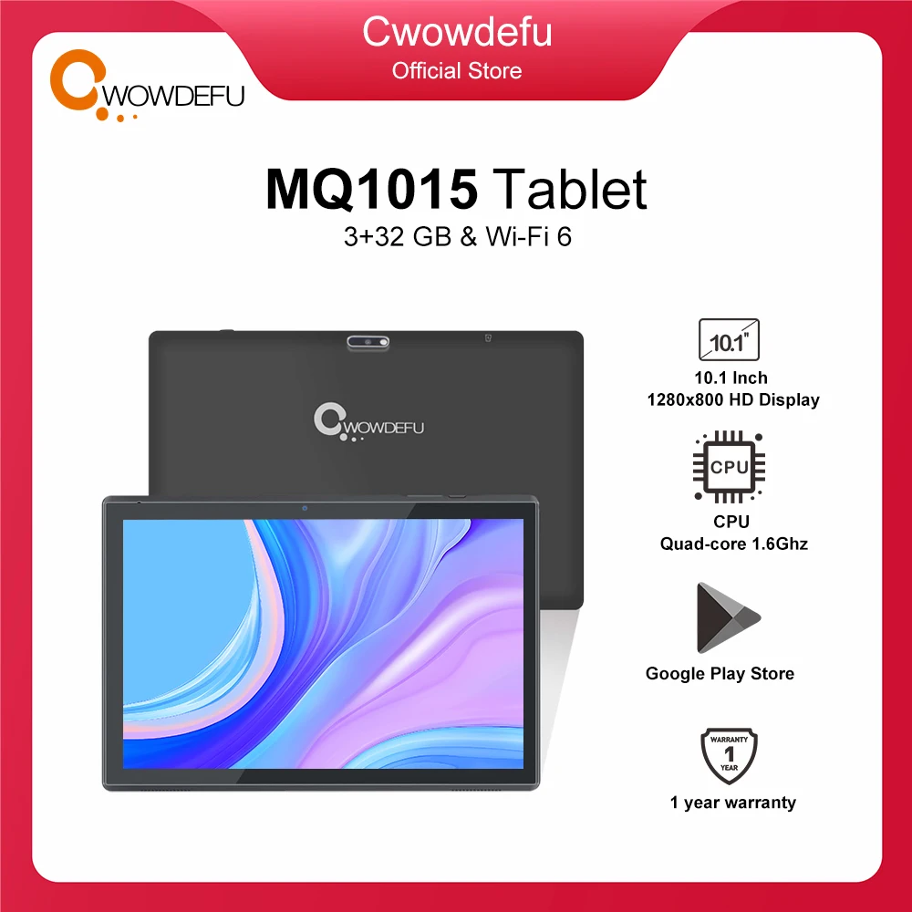 CWOWDEFU 10.1 Inch Tablet Android 11 Qude Core 3GB 32GB Wifi 6 HD IPS 1280x800 Google Play Dual Camera Tablet PC With Case 2022
CWOWDEFU 10.1 Inch Tablet Android 11 Qude Core 3GB 32GB Wifi 6 HD IPS 1280x800 Google Play Dual Camera Tablet PC With Case 2022