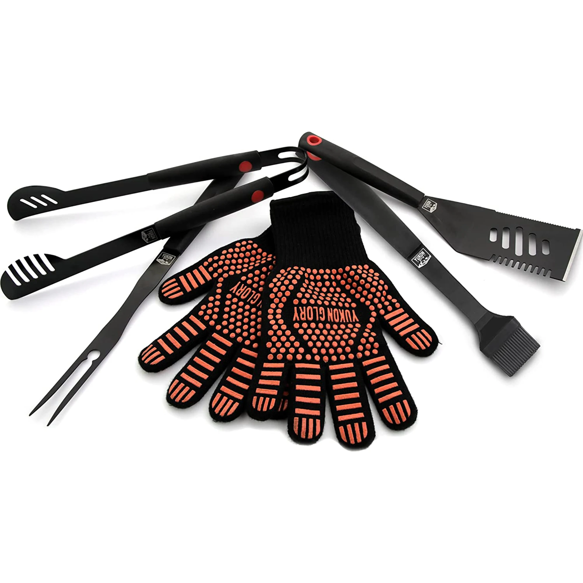 YG-1455 Grill Tools Premium 5 Piece Grilling Utensils Kit, Durable Steel Tongs, Gloves, 3 in 1 Spatula, Flipper Fork, and Cleani
YG-1455 Grill Tools Premium 5 Piece Grilling Utensils Kit, Durable Steel Tongs, Gloves, 3 in 1 Spatula, Flipper Fork, and Cleani