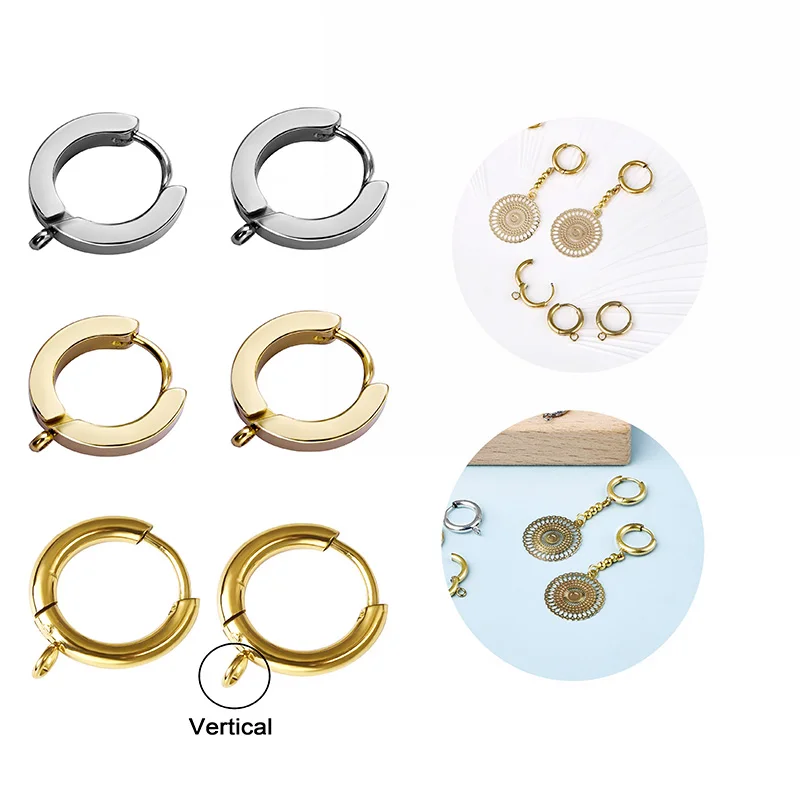 

10pcs/Lot Stainless Steel Earrings Hooks with Loop French Hoop Earring Clasps Fitting Ear Setting Base For DIY Jewelry Making