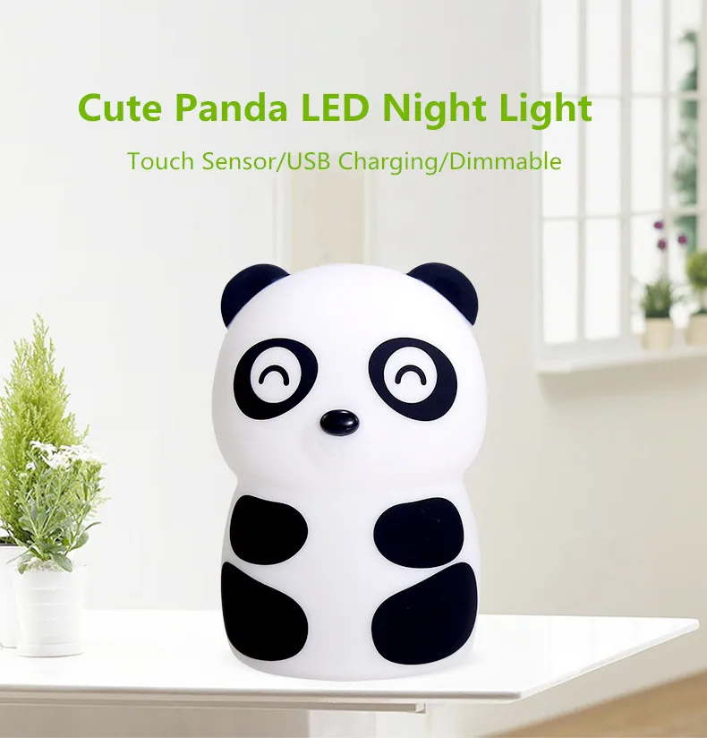 Panda LED Night Light Touch Sensor 2 Colors Dimmable USB Rechargeable Cartoon Silicone Bedside Lamp for Children Kids Baby Gift
Panda LED Night Light Touch Sensor 2 Colors Dimmable USB Rechargeable Cartoon Silicone Bedside Lamp for Children Kids Baby Gift